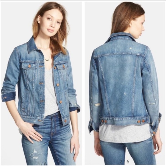 Madewell Denim Jacket Ripped and Distressed-large